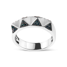 Load image into Gallery viewer, 14K White Gold 1/4 Cttw Treated Blue Diamond Pyramid Band Ring (Blue Color, SI1-SI2 Clarity)- Size 7
