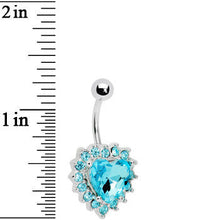 Load image into Gallery viewer, Aqua Gem Sweet Surround Princess Heart Belly Ring
