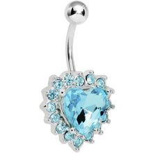 Load image into Gallery viewer, Aqua Gem Sweet Surround Princess Heart Belly Ring
