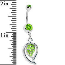 Load image into Gallery viewer, Peridot Green Gem Stylish Paved Leaf Belly Ring
