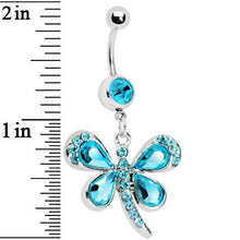 Load image into Gallery viewer, Aqua Gem Teardrop Wings Butterfly Belly Ring
