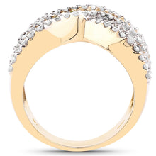 Load image into Gallery viewer, 14K Yellow Gold Plated 1.58 Carat Genuine Black Diamond, White Diamond &amp; Yellow Diamond .925 Sterling Silver Ring
