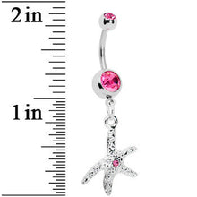 Load image into Gallery viewer, Pink Gem Starfish Belly Ring

