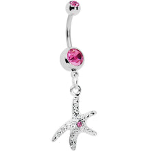 Load image into Gallery viewer, Pink Gem Starfish Belly Ring
