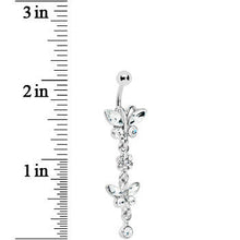 Load image into Gallery viewer, Crystalline Double Butterfly Flower Belly Ring
