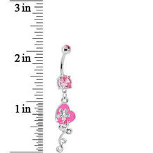 Load image into Gallery viewer, Pink Gem Flower Vine Heart Belly Ring
