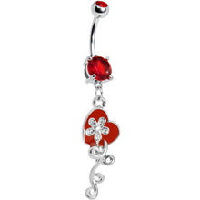 Load image into Gallery viewer, Red Gem Flower Vine Heart Belly Ring
