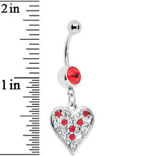 Load image into Gallery viewer, Red Gem Encrusted Heart Dangle Belly Ring
