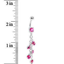 Load image into Gallery viewer, Pink Gem Dropping Chain Dangle Belly Ring
