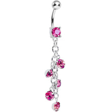 Load image into Gallery viewer, Pink Gem Dropping Chain Dangle Belly Ring
