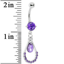 Load image into Gallery viewer, Violet Gem Teardrop Double Drop Belly Ring
