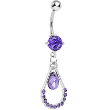 Load image into Gallery viewer, Violet Gem Teardrop Double Drop Belly Ring
