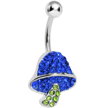 Load image into Gallery viewer, Green Blue Gem Paved Mushroom Belly Ring
