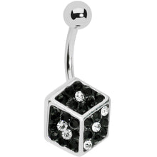 Load image into Gallery viewer, Black Gem Paved Dice Belly Ring
