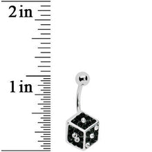 Load image into Gallery viewer, Black Gem Paved Dice Belly Ring
