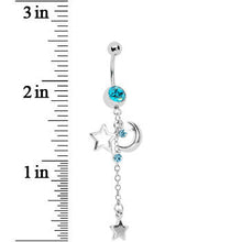 Load image into Gallery viewer, Celestial Skies Blue Gem Belly Ring
