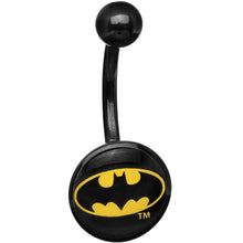 Load image into Gallery viewer, Black Acrylic Batman Logo Belly Ring
