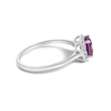 Load image into Gallery viewer, 10K White Gold Purple Amethyst and 1/10 Cttw Diamond Halo Ring

