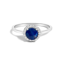 Load image into Gallery viewer, 10K White Gold Purple Amethyst and 1/10 Cttw Diamond Halo Ring
