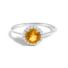 Load image into Gallery viewer, 10K White Gold Purple Amethyst and 1/10 Cttw Diamond Halo Ring
