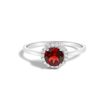 Load image into Gallery viewer, 10K White Gold Purple Amethyst and 1/10 Cttw Diamond Halo Ring
