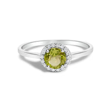 Load image into Gallery viewer, 10K White Gold Purple Amethyst and 1/10 Cttw Diamond Halo Ring
