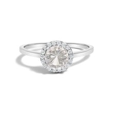Load image into Gallery viewer, 10K White Gold Purple Amethyst and 1/10 Cttw Diamond Halo Ring
