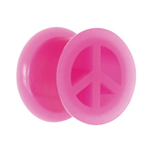 Load image into Gallery viewer, Neon Pink Silicone Peace Sign Tunnel 0G to 14mm
