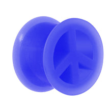 Load image into Gallery viewer, 9/16 Blue Silicone Peace Sign Tunnel
