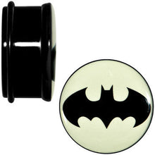 Load image into Gallery viewer, 1 inch Black Acrylic Glow in the Dark Batman Plug Set
