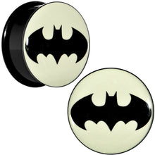 Load image into Gallery viewer, 1 inch Black Acrylic Glow in the Dark Batman Plug Set
