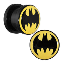 Load image into Gallery viewer, 7/16 Black Acrylic Batman Screw Fit Plug Set
