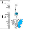 Load image into Gallery viewer, Blue Gem Enamel Butterfly Belly Ring
