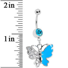 Load image into Gallery viewer, Blue Gem Enamel Butterfly Belly Ring
