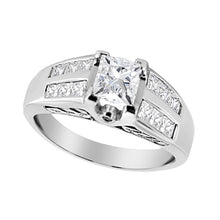 Load image into Gallery viewer, 14K White Gold 1 1/4 Cttw Princess Cut Diamond Channel Set Engagement Ring (H-I Color, SI1-SI2 Clarity) - Ring Size 7
