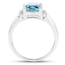 Load image into Gallery viewer, 3.55 Carat Genuine London Blue Topaz &amp; White Topaz .925 Sterling Silver Ring
