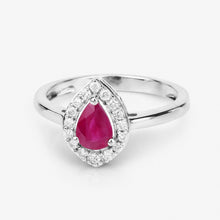 Load image into Gallery viewer, 0.92 Carat Genuine Ruby and White Diamond 14K White Gold Ring
