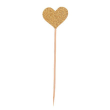 Load image into Gallery viewer, 40pcs/set Bling Heart Shape Insert Cards With Toothpick For Wedding Birthday Party Cute Lovely Gifts Cake Decorations Cocktail Picks Handmade Heart Shape Bamboo Toothpicks
