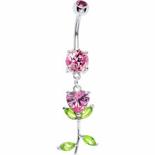 Load image into Gallery viewer, I love Tulips Pink Dazzle Flower Belly Ring
