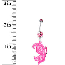 Load image into Gallery viewer, Neon Pink Butterfly Belly Ring
