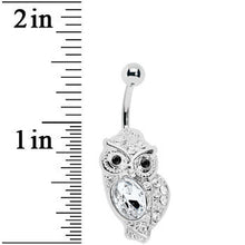 Load image into Gallery viewer, Clear Gem Midnight Owl Belly Ring
