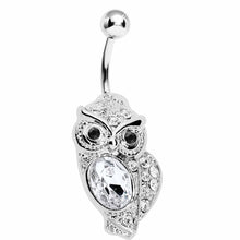 Load image into Gallery viewer, Clear Gem Midnight Owl Belly Ring
