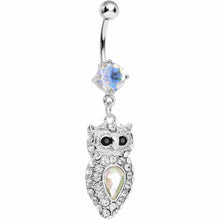 Load image into Gallery viewer, Sparkling Crystalline Gem Owl Belly Ring
