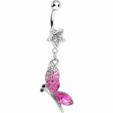 Load image into Gallery viewer, Pink Gem Dragonfly Belly Ring
