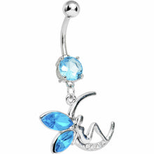 Load image into Gallery viewer, Aqua Fairy on a Crescent Moon Belly Ring
