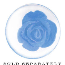 Load image into Gallery viewer, 20mm Clear Acrylic Blue Floating Rose Flower Saddle Plug
