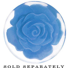 Load image into Gallery viewer, 7/8 Clear Acrylic Blue Floating Rose Flower Saddle Plug
