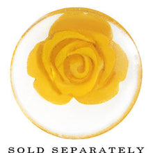 Load image into Gallery viewer, 18mm Clear Acrylic Yellow Floating Rose Flower Saddle Plug
