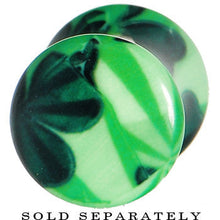 Load image into Gallery viewer, 0G Green Acrylic Four Leaf Clover Field Saddle Plug
