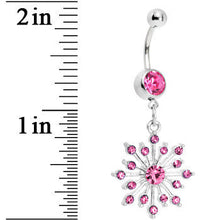 Load image into Gallery viewer, Pink Gem Sparkling Snowflake Belly Ring

